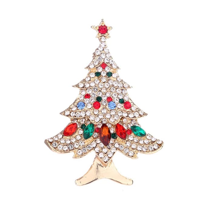 Nouvelle broche tendance en alliage de strass pour sapin de Noël, accessoire pour vêtements beige