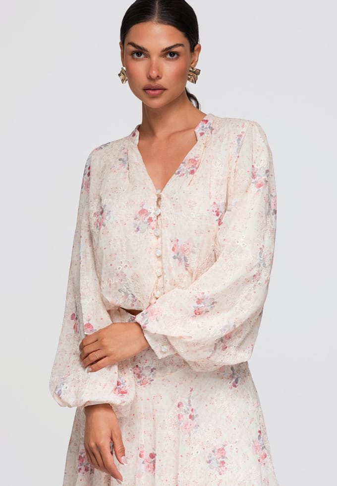 OMBRE Overhemd - Regular Fit - Lange Mouw - Knopen Beige M