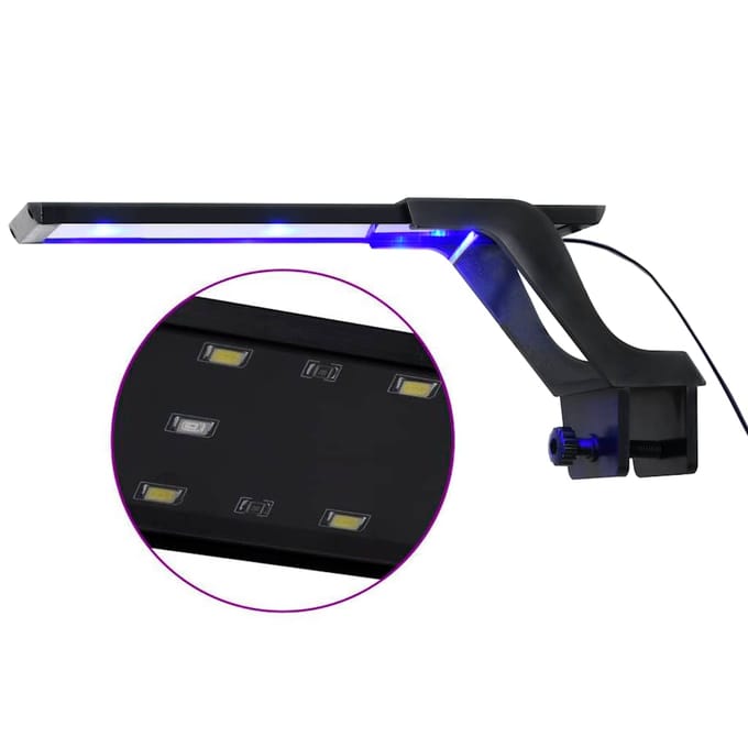vidaXL - Aquariumlamp - met - klem - LED - 25-45 - cm - blauw - en - wit