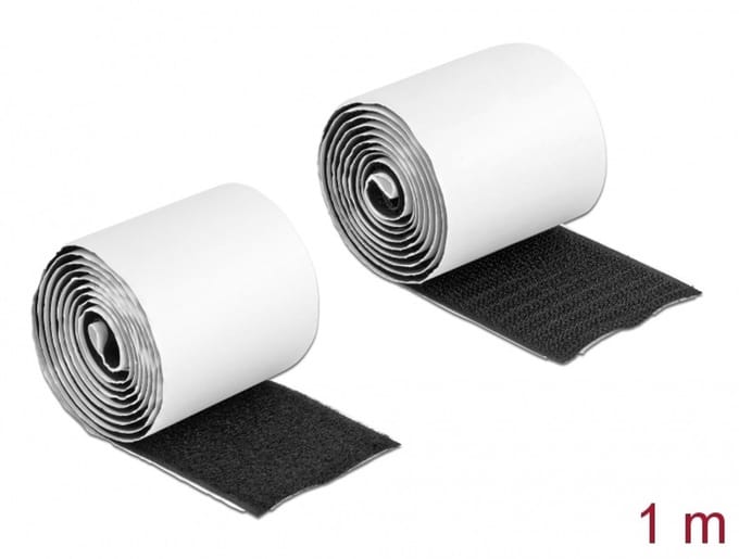 Klittenband Hook-en-loop tape zelfklevend L 1 meter x B 50 mm zwart
