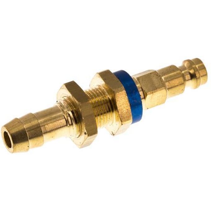 Messing DN 5 Blauw-Coded Luchtkoppeling Insteeknippel 9 mm Slangpilaar Schotkoppeling
