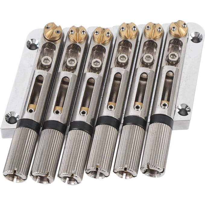 6-Snarige Headless Gitaarbrug Schuine Fretzadel Brug Vervanging voor Elektrische Gitaren Zilver black