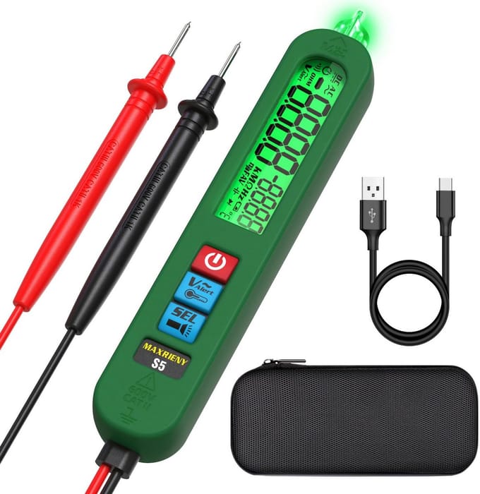 Digitale Multimeter en Spanningstester met Zaklamp - Draagbare Tester voor AC/DC Spanning, Weerstand, Diode en Continuïteit