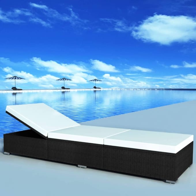 vidaXL - Ligbed - met - kussen - poly - rattan - zwart