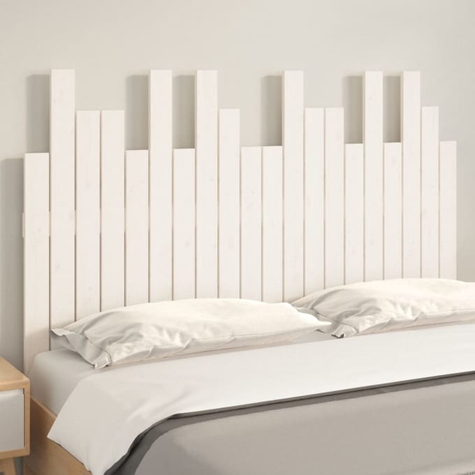 vidaXL - Hoofdbord - wandmontage - 127,5x3x80 - cm - massief - grenenhout - wit
