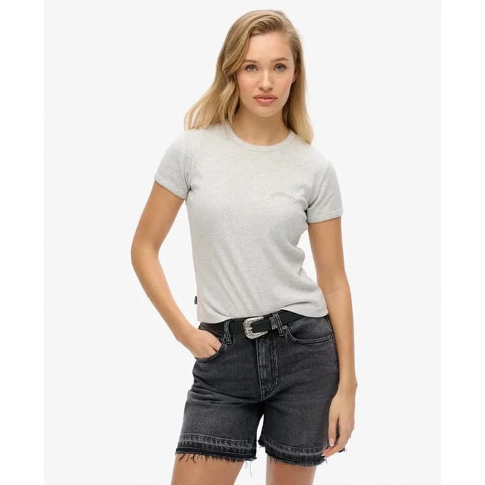 Geribbelde T-shirt met logo voor vrouwen Superdry Essential