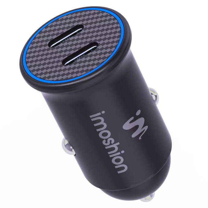 imoshion Autolader 2x USB C - Snellader 30W - Compacte Auto Oplader - USB lader - Zwart