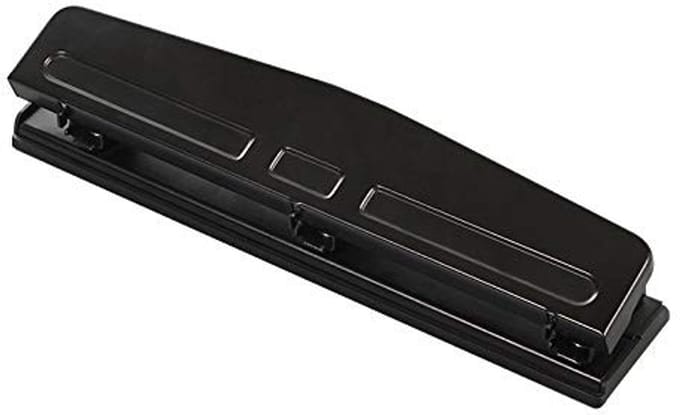 Dailygoods- Pons Drie-Gaats - Compacte Perforator - 12 Vel - Duurzaam Metaal - Rubberen Basispad - Eenvoudig Schoon te Maken