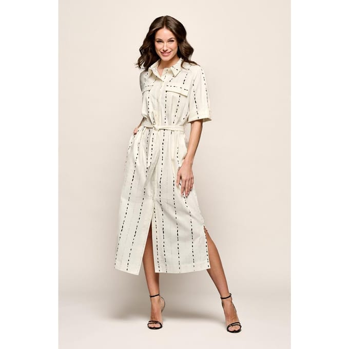 Logan Print Jurk Offwhite / Zwart
