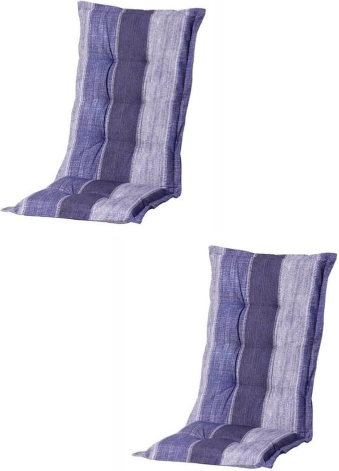 Madison - Tuinkussen - Hoge Rug - 2 st - Denim Stripe Blue - 123x50cm