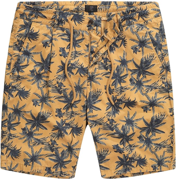 JP 1880 - Heren - Bermuda all-over print elastische tailleband - Curry geel - Maat 4XL
