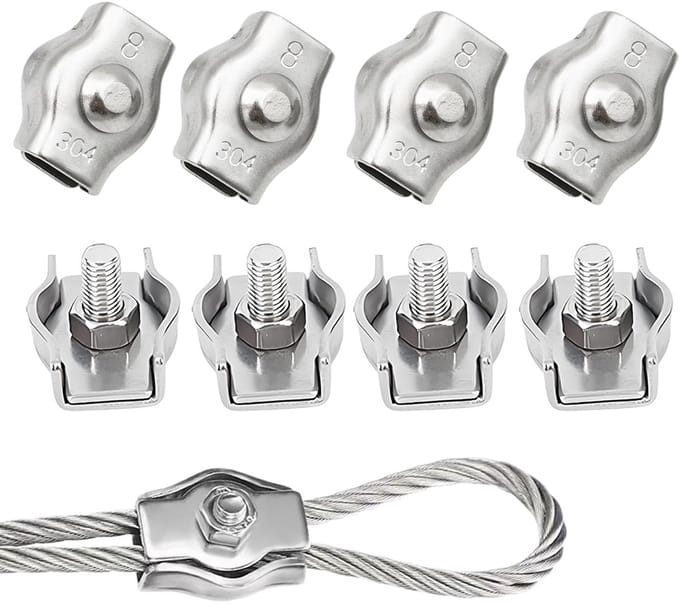Solidchoice - RVS Kabelklemmen voor Kabels en Touw - Set van 8