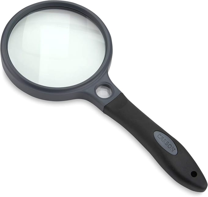 Handloep Vergrootglas - Leeshulp Hulpmiddel - Gedetailleerd Lezen - Dubbele Lens Systeem - 90mm Lens Diameter - Grijs