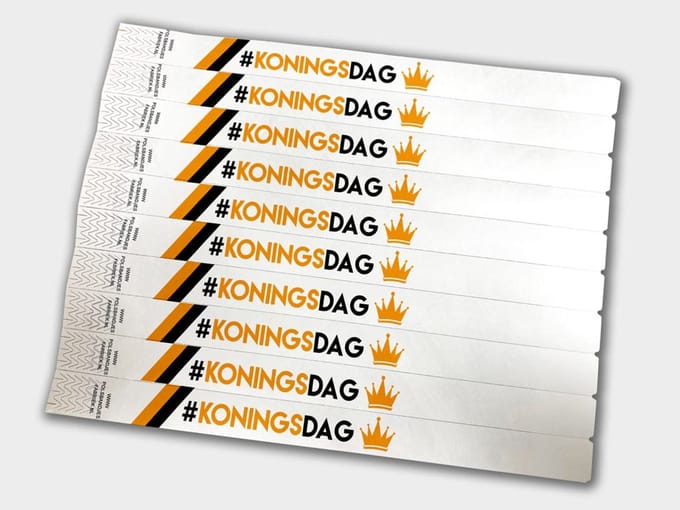 Tyvek Polsbandjes | Koningsdag Wit | 100 Stuks