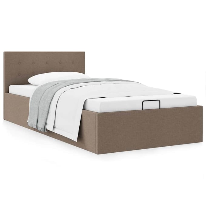 vidaXL - Bedframe - met - hydraulische - opslag - stof - taupe - 100x200 - cm