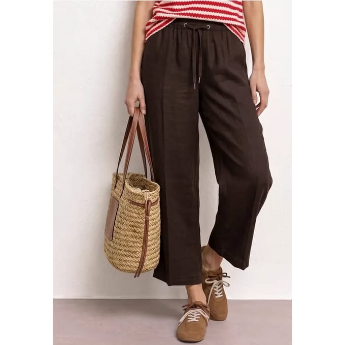 7/8 Wide Legs broek in een Loose Fit van linnen