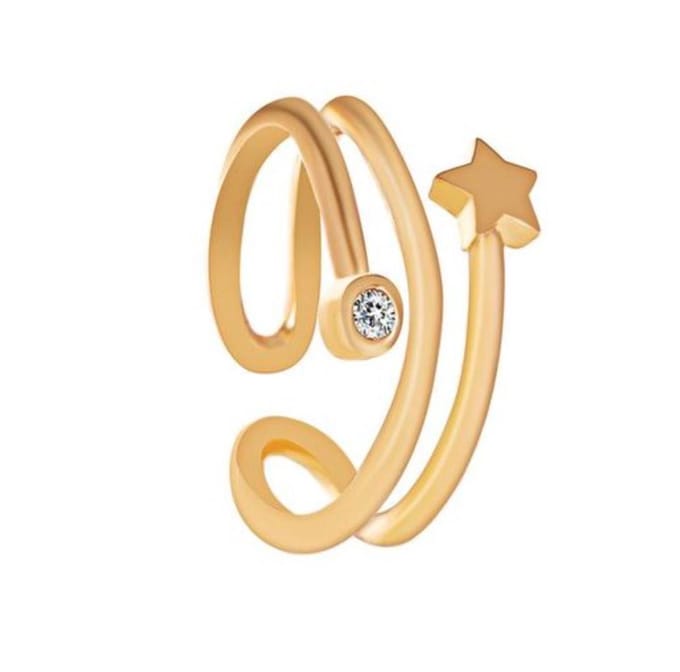 Ear cuff 3 rijen met sterretje | goud gekleurd