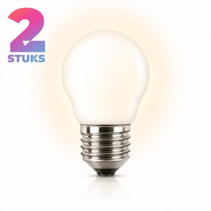 2x Kogel Gloeilamp E27 - 25W - Warm Wit Licht (2700K) - 215 lm - 1 jaar - Dimbaar