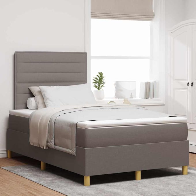 vidaXL - Boxspring - bed - met - hoofdeinde - Taupe - 120 - x - 200 - cm - Stof