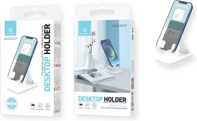 Repus - Bureau Telefoon Houder - Universele Telefoonstandaard - Wit