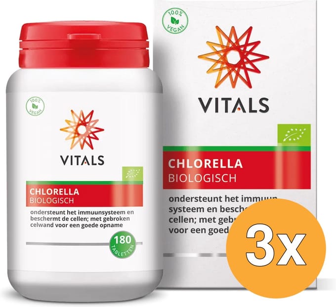3x Vitals Chlorella Biologisch (180 tabletten)