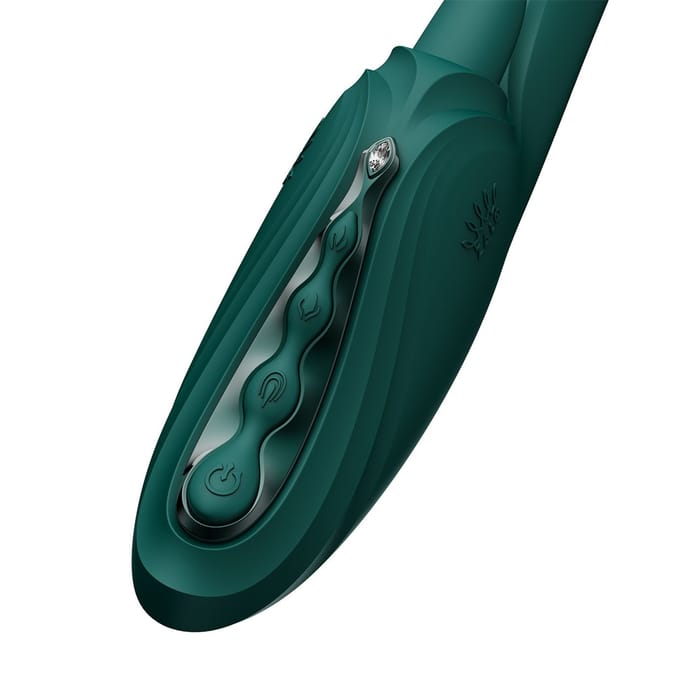Zalo - Ares - Likkende G-Spot Rabbit Vibrator - Verwarmend - App Control - Smaragd Groen