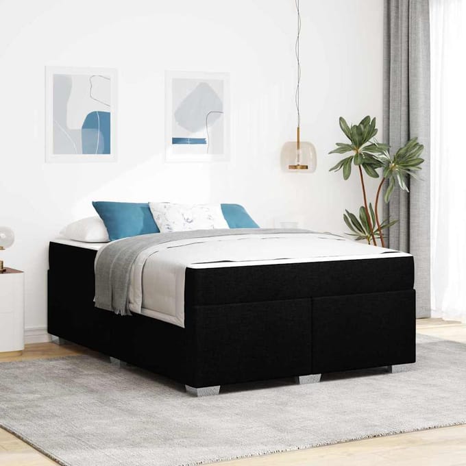 vidaXL - Bedframe - met - matras - Zwart - 140 - x - 200 - cm - Stof