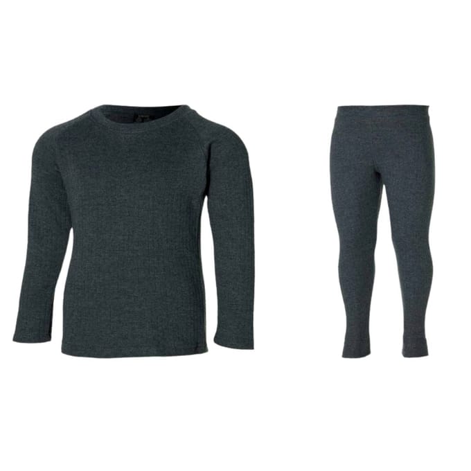 Heatkeeper - Thermo broek/shirt kinderen - Set - Maat 128/134 - Antraciet - 4 x broek/shirt