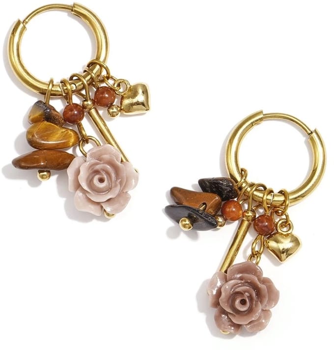 Oorringen Rosa met bedel en kralen