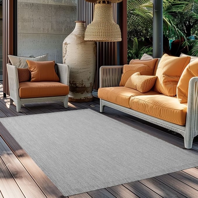 TapisTrend Buiten- en terraskleden Grijs 80x250 cm Buitenkleed, polypropyleen, voor keuken en balkon, UV-bestendig