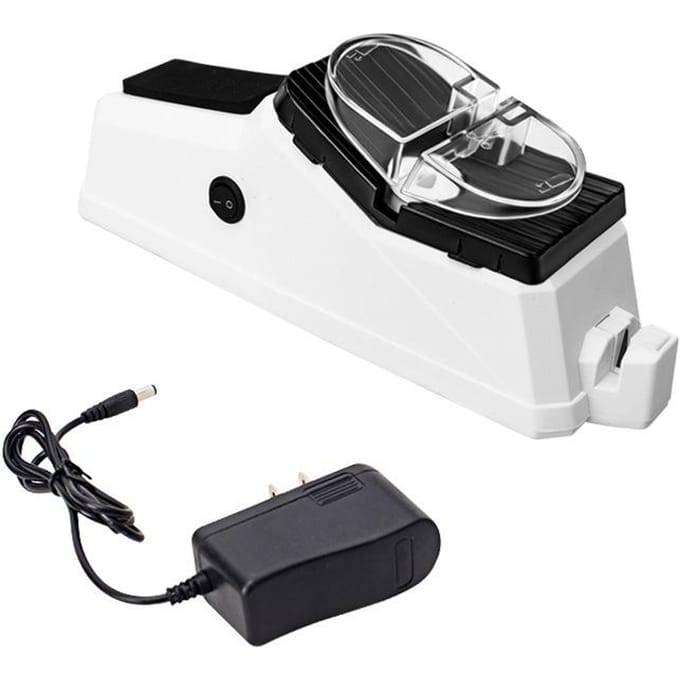 Affûteur de couteaux électrique USB réglable pour couteaux de cuisine, outil affûtage de ciseaux, lame blanche moyenne et Fine EU Plug blanc