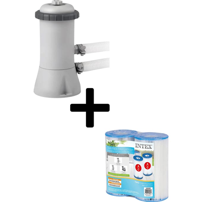 Intex Bundel Cartridgefilter Pomp 12V 2271 l/uur met Twee A Filters