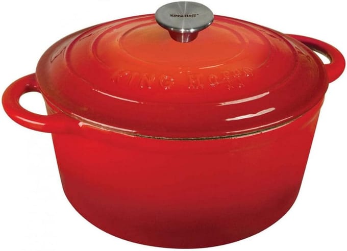 Gietijzeren pan met deksel 20 cm 2,4 liter - dubbel geëmailleerd