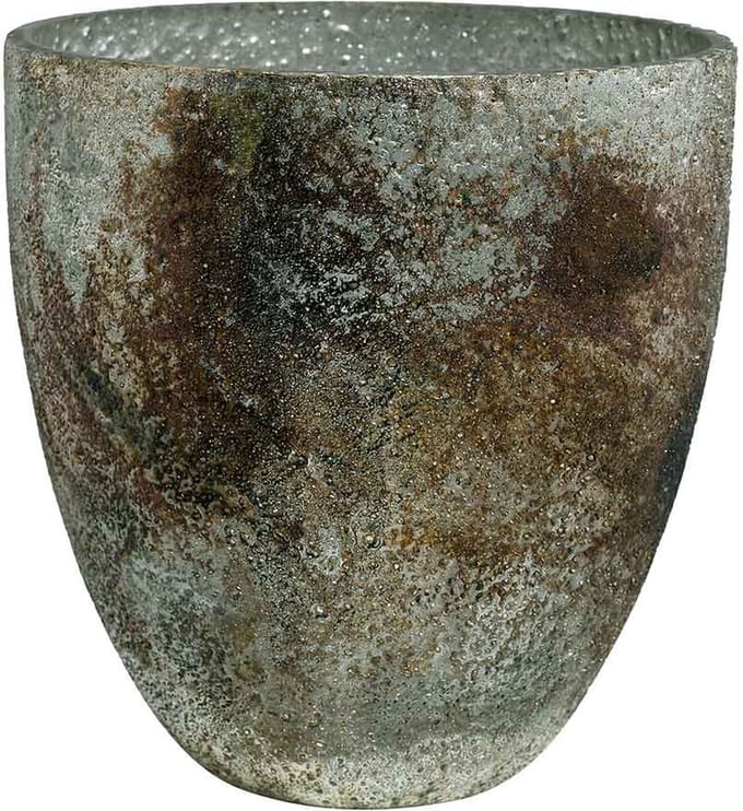 PTMD Jaylee windlicht - H15 x Ø14 cm - Glas - rustiek Goud