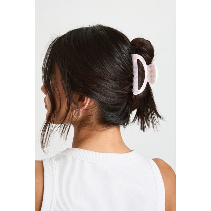 boohoo Dames Parelmoeren Strikprint Haarknijper | Wit