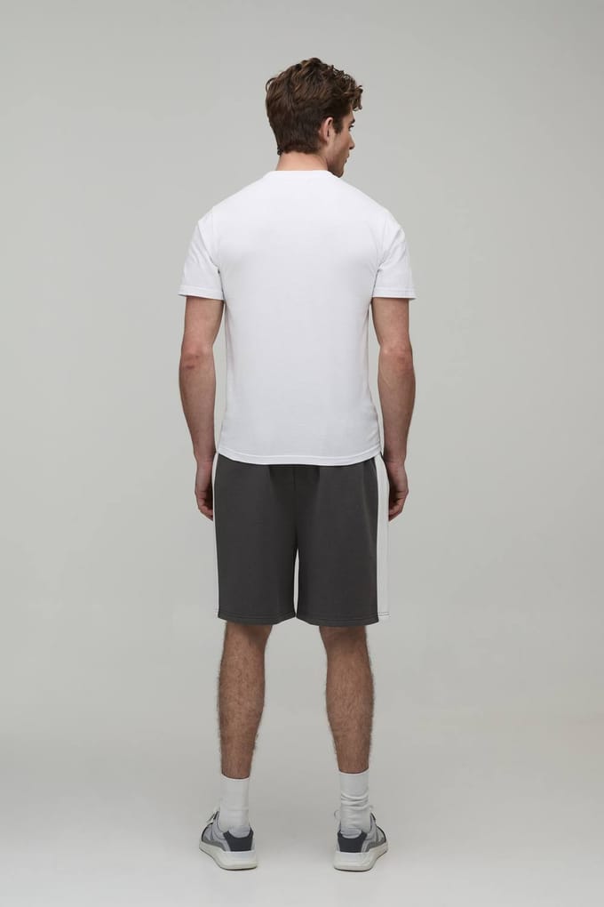 Relaxed Fit Panelled Jersey Short | Charcoal | Size XL