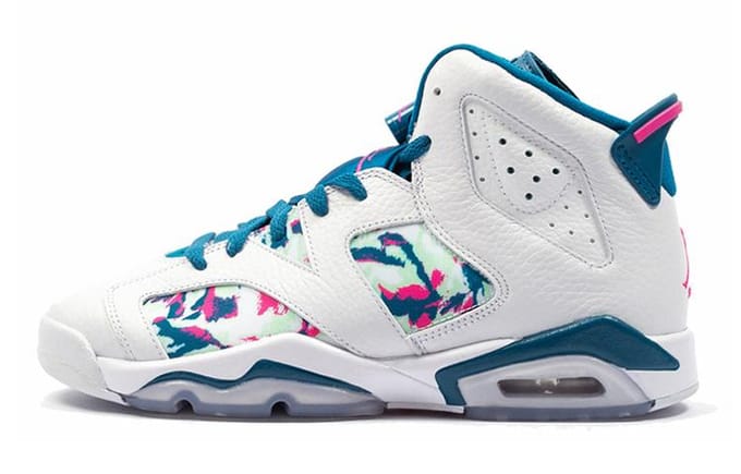 Jordan 6 Retro Wit Laser Fuchsia Groen Abyss GS 543390-153 39 gray