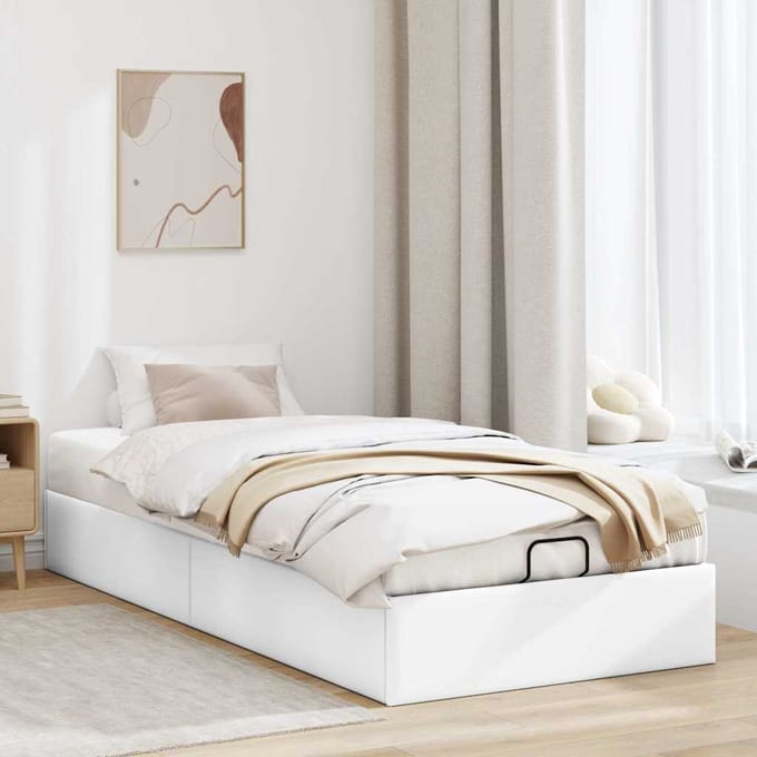 vidaXL - Bedframe - zonder - matras - 100x200 - cm - kunstleer - wit