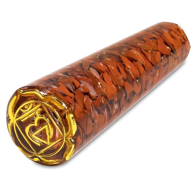 Orgoniet Massagestaaf Muladhara - Rode Jaspis - 11 cm.