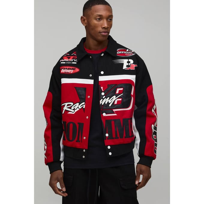 Twill Homme Moto Bomber Jacket | Black | Size Medium