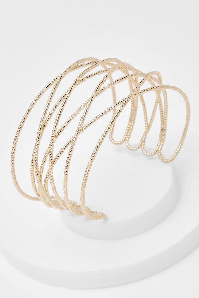 boohoo Dames Gold Hollow Bracelet Cuff | Goud