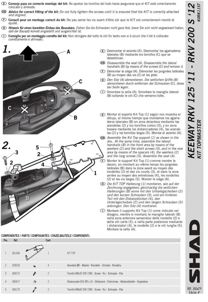 Support de top case Shad pour Moto Chinois 200 motocycle Neuf