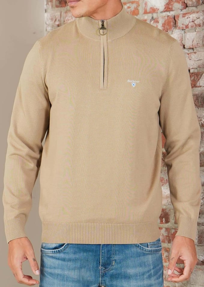 Barbour Barbour lingwood compact cotton half zip sweater - washed stone