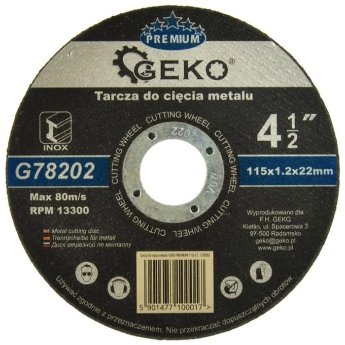 GEKO Metaalschijf - Corundum - Versterkt - 115 mm - 1,2 mm dikte - 10 stuks