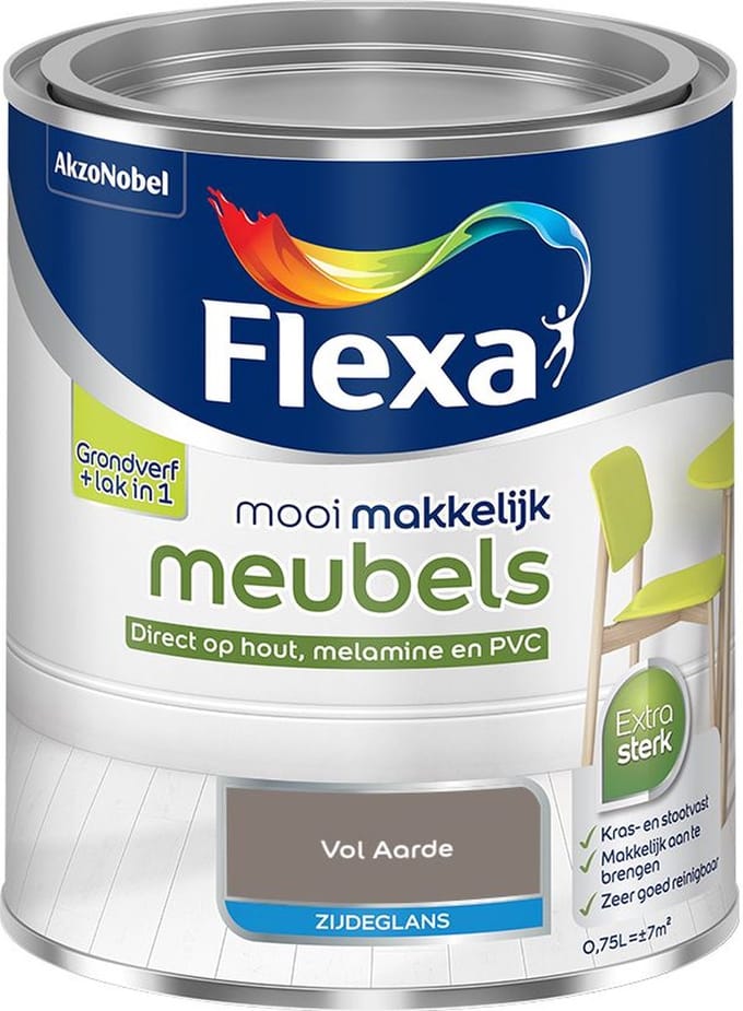 Flexa - Mooi Makkelijk Meubels Zijdeglans - Vol Aarde - Mengverf - 750 Ml