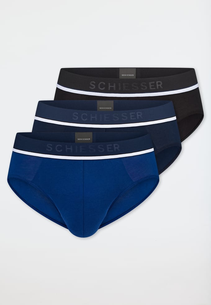 Rio-slips, set van 3, geweven elastische tailleband, blauw/zwart - 95/5 4