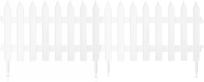 Prosperplast Tuinhekjes - 21x stuks - kunststof - 960 cm - wit - borderrand - tuinafscheiding