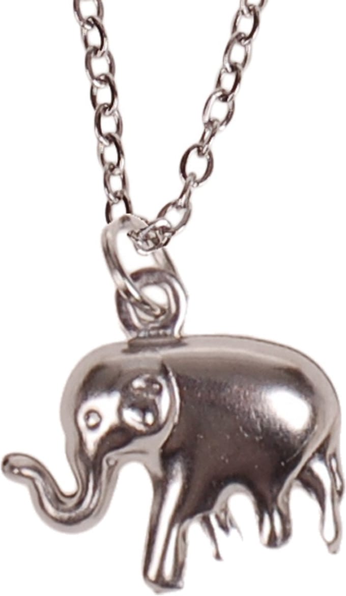 Kinderketting 45cm - Hangertje Olifant zilverkleurig 1,5cm