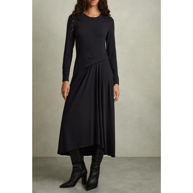 Reiss Ruched Plain Midi Navy Taglia: 8 | Abiti Midi Outlet | Donna | Blu