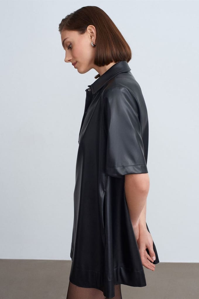 Luxe Fit Faux Leather Mini Shirtjurk